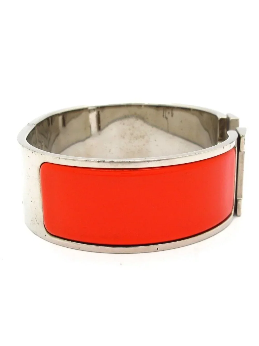 Hermes Bangle Clic Clac Silver Orange Ivory Bracelet